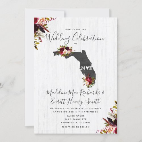 Florida State Destination Wedding Invitation