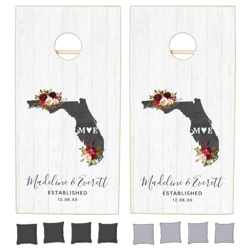 Florida State Destination Wedding Monogram Cornhole Set