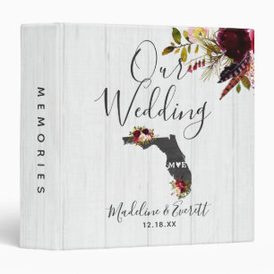 Florida State Destination Wedding Photo Album 3 Ring Binder