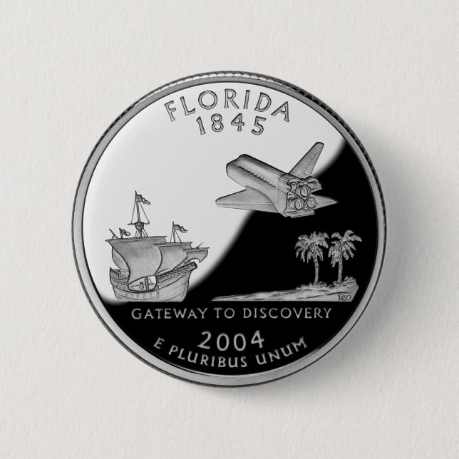 Florida State Faux Quarter Pinback Button (Front)