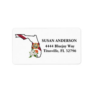 Florida State Flag and Flower Orange Blossom Label