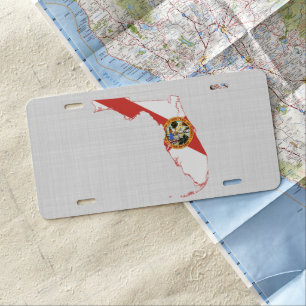 Florida State Flag and Map License Plate