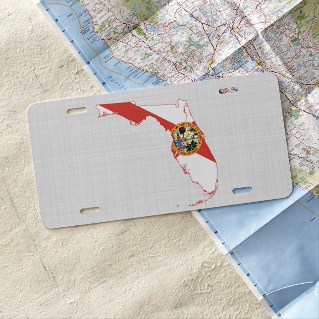 Florida State Flag and Map License Plate (In Situ)