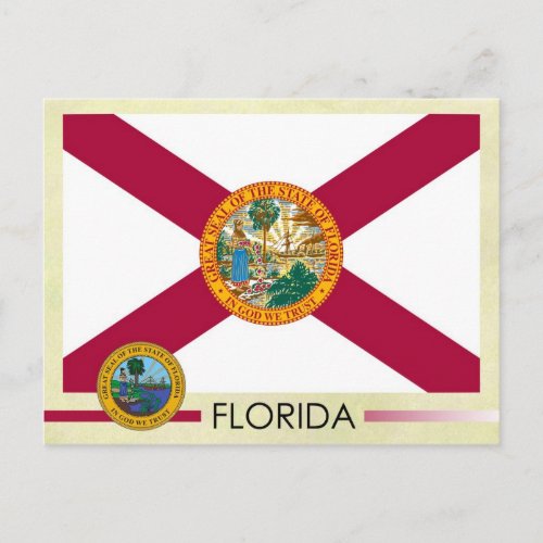 Florida State Flag and Seal Postcard