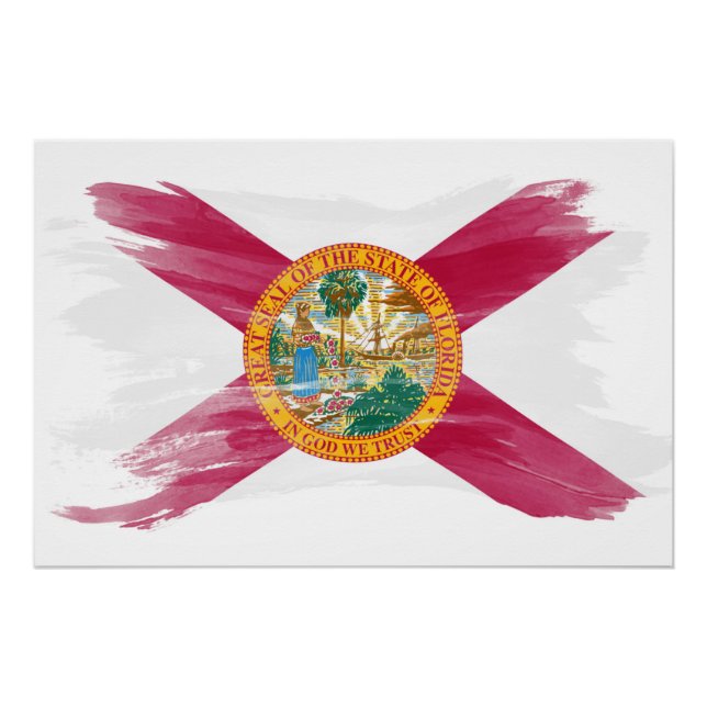 Florida state flag brush stroke, Florida flag Poster (Front)
