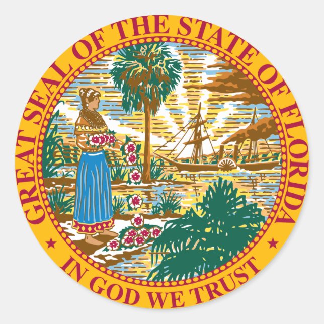 Florida State Flag Classic Round Sticker (Front)