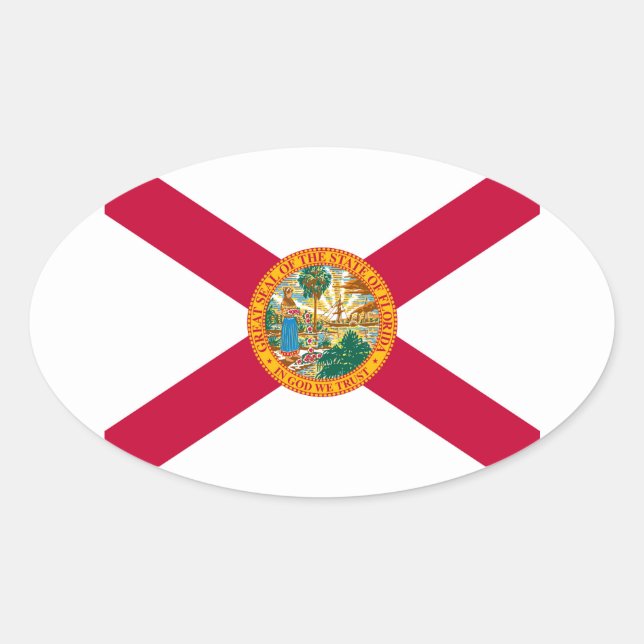 Florida State Flag Design Oval Sticker (Front)