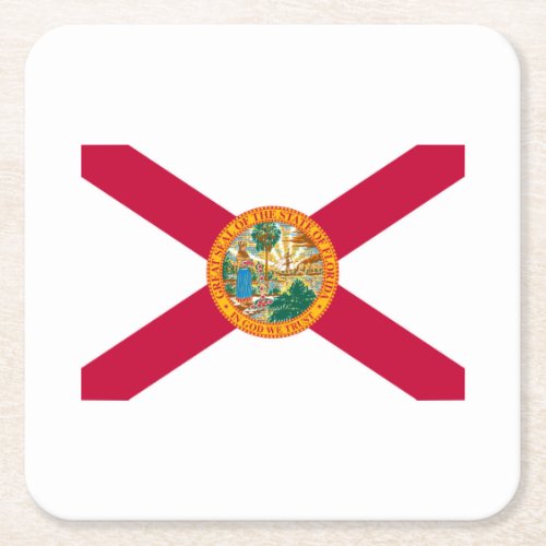 Florida State Flag Design Square Paper Coaster