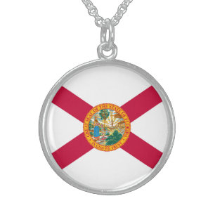 Florida State Flag Design Sterling Silver Necklace