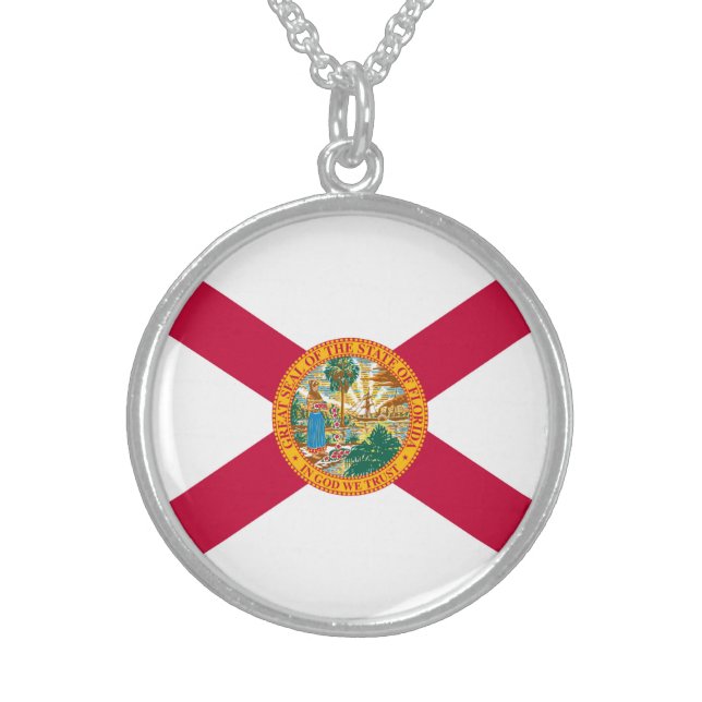 Florida State Flag Design Sterling Silver Necklace (Front)