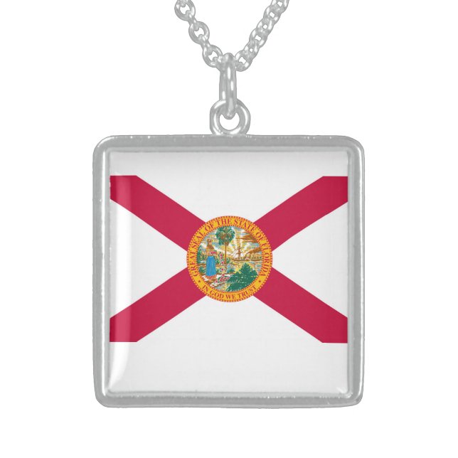 Florida State Flag Design Sterling Silver Necklace (Front)