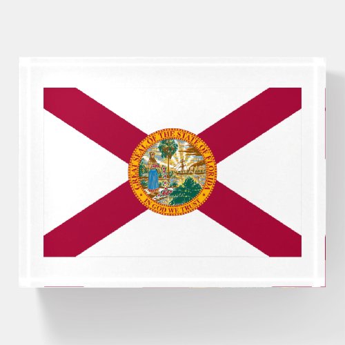 Florida State Flag Glass Paperweight