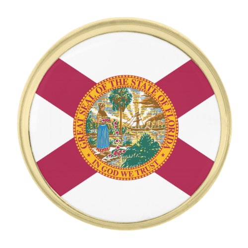 Florida State Flag Gold Finish Lapel Pin