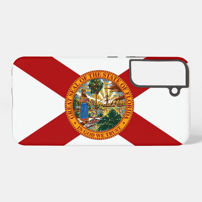 Florida State Flag Great Seal of Florida Red White Samsung Galaxy Case (Back Horizontal)