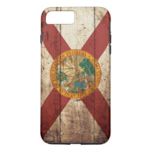 Florida State Flag on Old Wood Grain