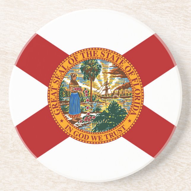 Florida State Flag Sandstone Coaster (Front)