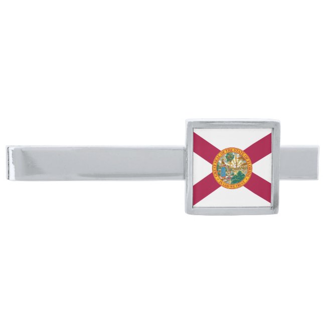 Florida State Flag Silver Finish Tie Bar (Front)