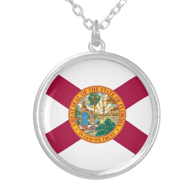Florida State Flag Silver Plated Necklace (Front)