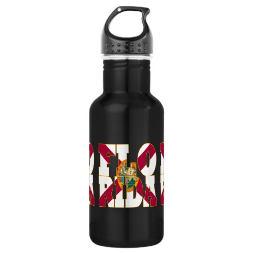 Florida state flag text stainless steel water bottle