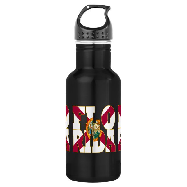 Florida state flag text stainless steel water bottle (Front)