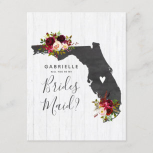 Florida State Floral Will You Be My Bridesmaid Invitation