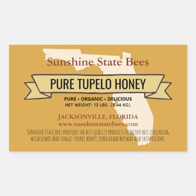 Florida State Honey Product Rectangle Stickers (Front)