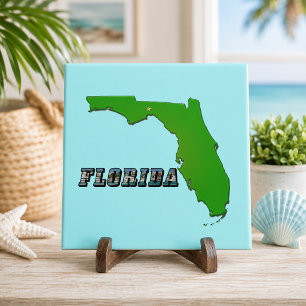 Florida State Map and Text Ceramic Tile