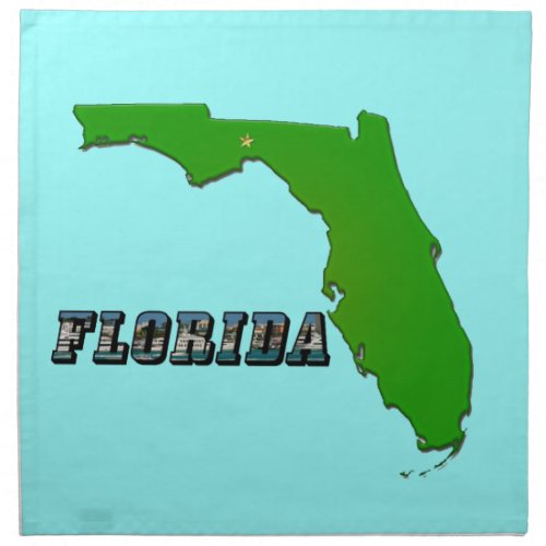 Florida State Map and Text Cloth Napkin