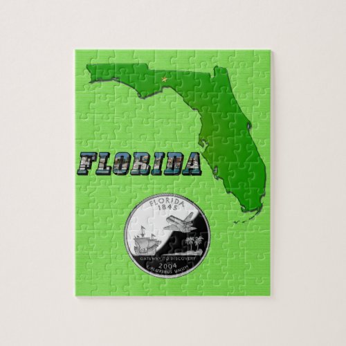 Florida State Map and Text Jigsaw Puzzle