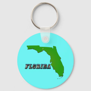 Florida State Map and Text Keychain
