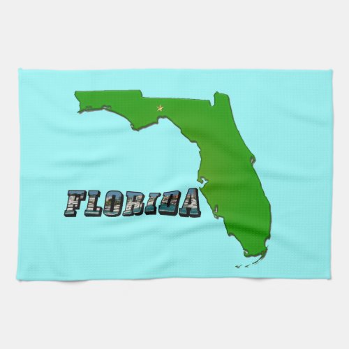 Florida State Map and Text Towel
