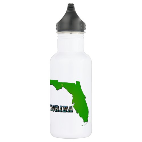 Florida State Map and Text Water Bottle