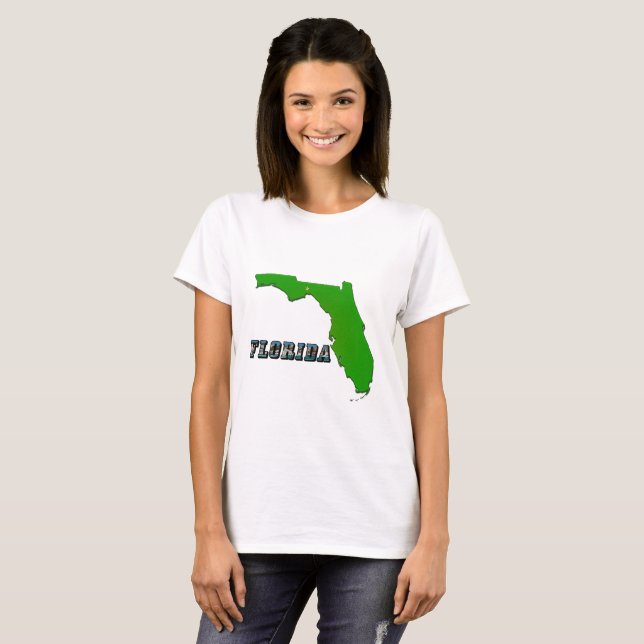 Florida State Map and Text Womens T-Shirt (Front Full)
