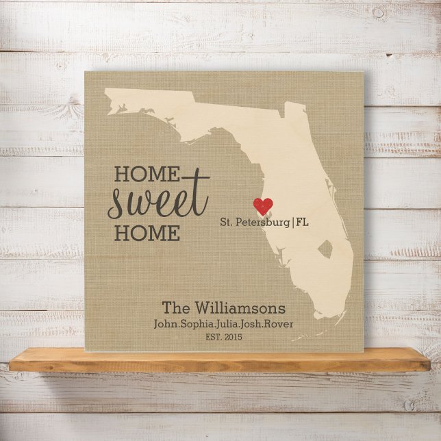 Florida State Map Custom Family Name Established Wood Wall Art (Creator Uploaded)