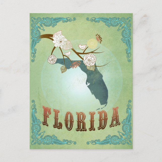 Florida State Map – Green Postcard (Front)