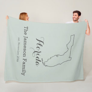 Florida state map outline family personalized      fleece blanket