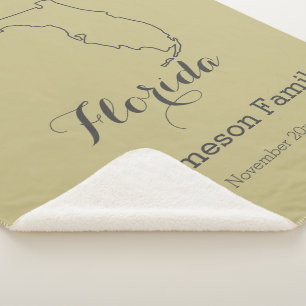 Florida state map outline family personalized sherpa blanket