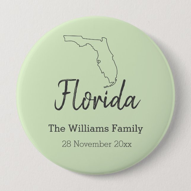 Florida State Map Personalized Family Reunion    Button (Front)