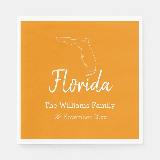Florida State Map Personalized Family Reunion    Napkins (Front)