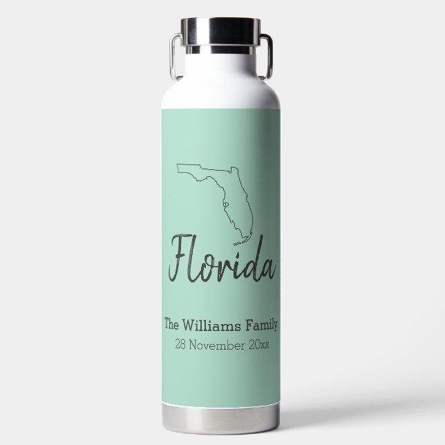 Florida State Map Personalized Family Reunion  Water Bottle (Front)