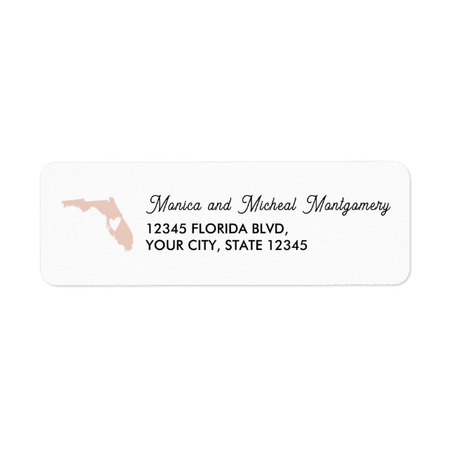 FLORIDA State Map with Heart - ANY COLOR!   Label (Front)