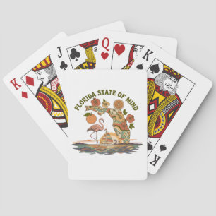 Florida State of Mind Retro Flamingo Sailboat Gift Poker Cards