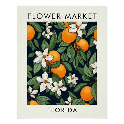 Florida State Orange Blossom Flower Market Poster