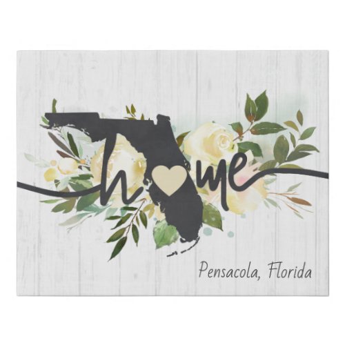 Florida State Personalized Your Home City Rustic Faux Canvas Print