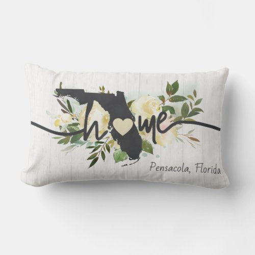 Florida State Personalized Your Home City Rustic Lumbar Pillow