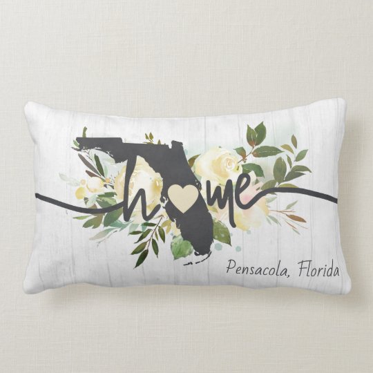 Florida State Personalized Your Home City Rustic Lumbar Pillow