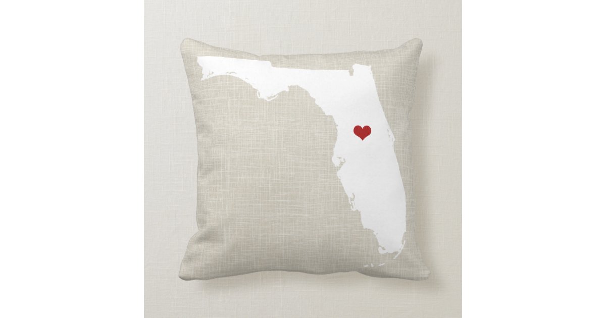Florida State Pillow Faux Linen Personalized Zazzle Com