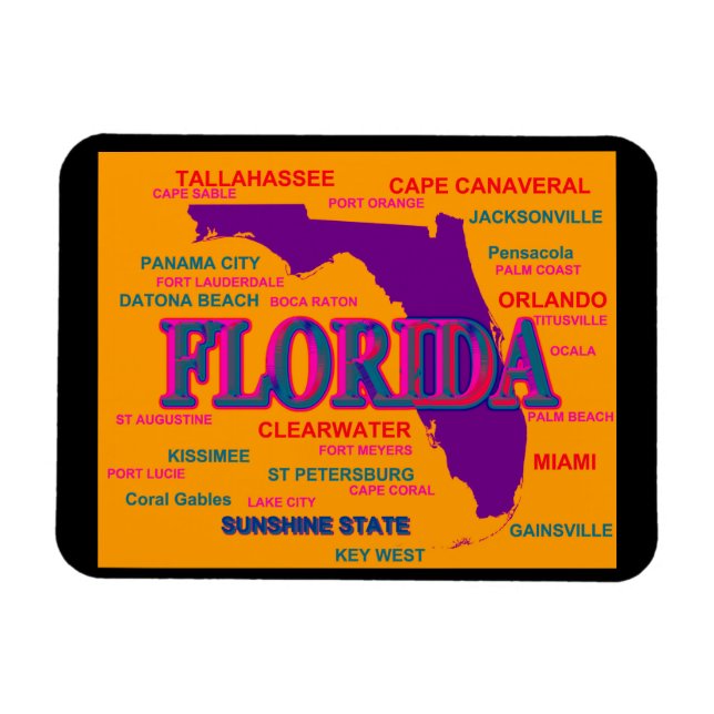 Florida State Pride Map Silhouette Magnet (Horizontal)