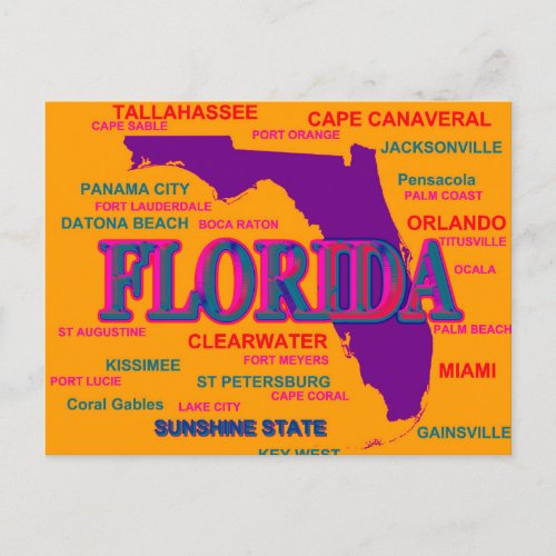 Florida State Pride Map Silhouette Postcard