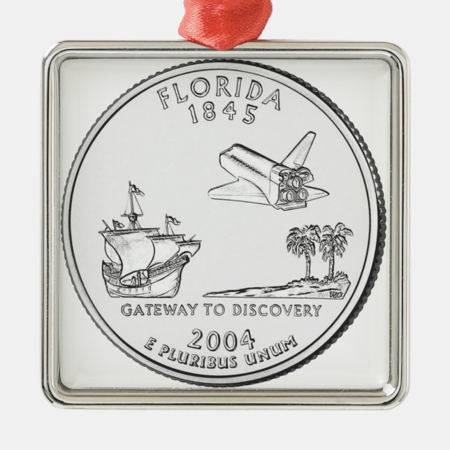 Florida State Quarter Metal Ornament (Front)